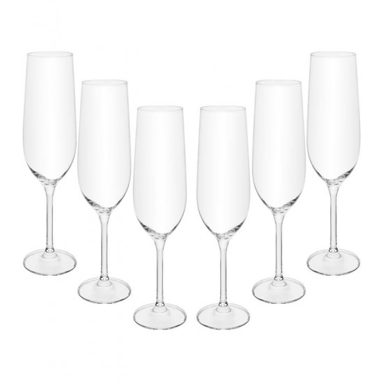 Jogo 6 Tacas 270ml Para Champanhe Crex Cristal Ecológico